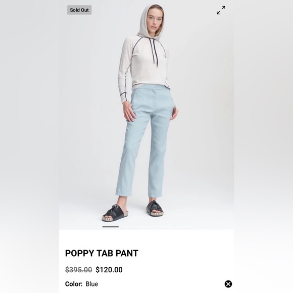 Rag & Bone Light Blue Poppy Tab Pants Tailored Fit Stretch Linen Blend Size 12 - Picture 3 of 11